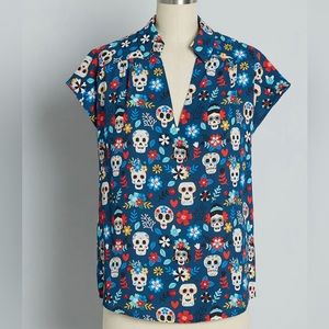 Day of the Dead shirt a.k.a. A Renewed You Short Sleeve Blouse by Modcloth 3X
